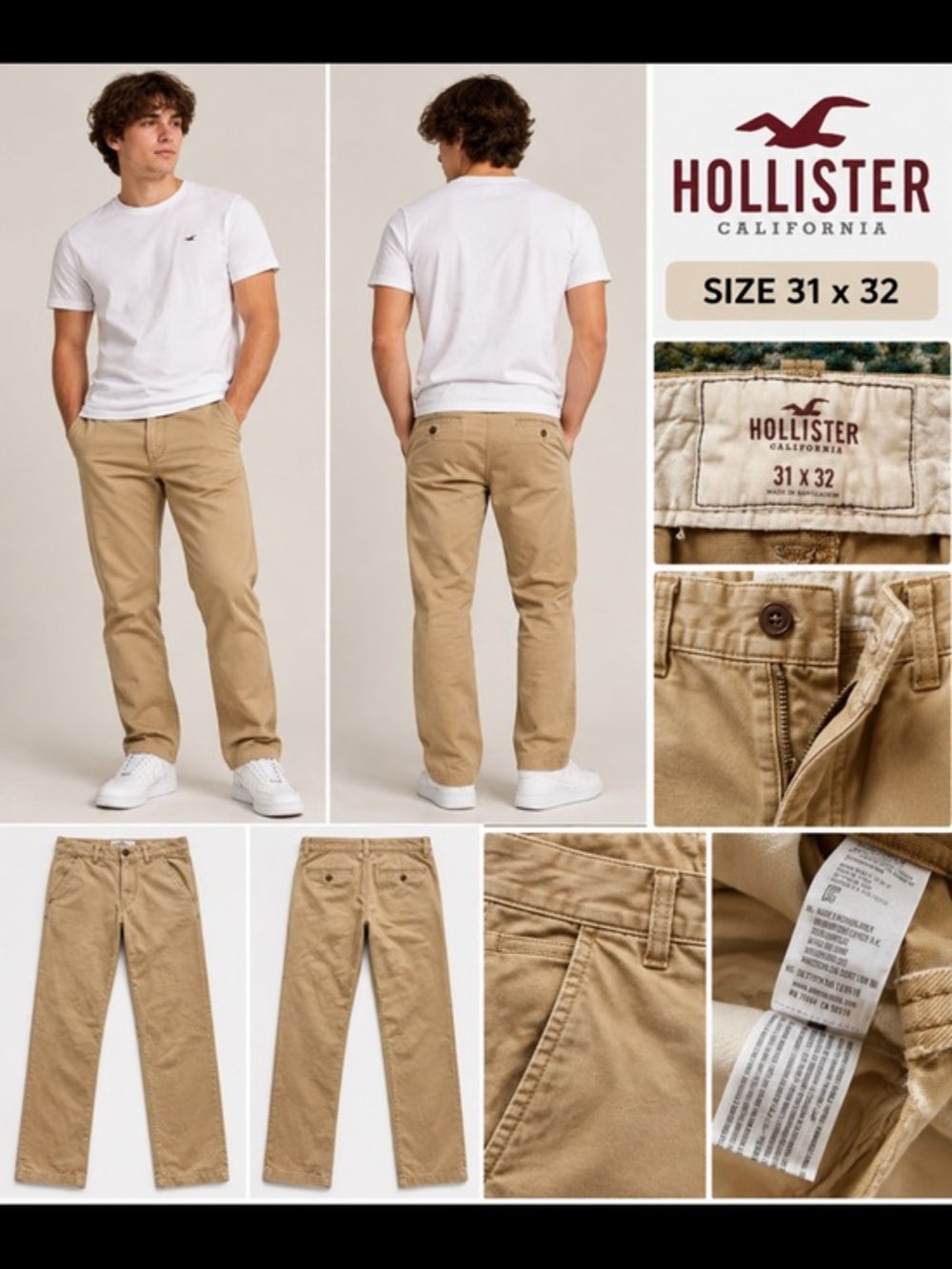 Hollister California Khaki Chino Pants Straight Leg 31x32